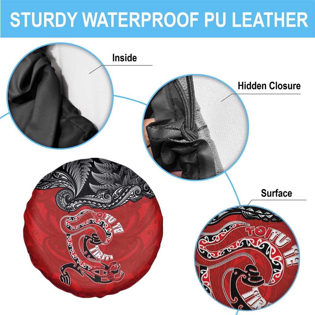Aotearoa Toitu Te Tiriti Spare Tire Cover Taniwha Tribal Motifs