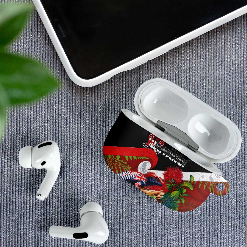 Aotearoa Toitu Te Tiriti AirPods Case Waitangi-Honour The Treaty NZ Tuatara and Plants