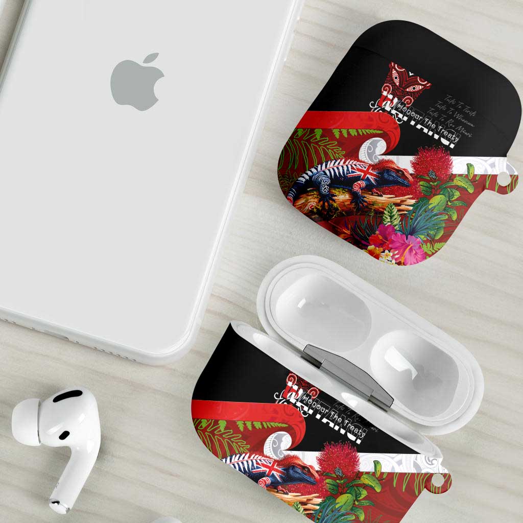 Aotearoa Toitu Te Tiriti AirPods Case Waitangi-Honour The Treaty NZ Tuatara and Plants