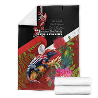 Aotearoa Toitu Te Tiriti Blanket Waitangi-Honour The Treaty NZ Tuatara and Plants