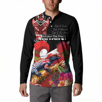 Aotearoa Toitu Te Tiriti Button Sweatshirt Waitangi-Honour The Treaty NZ Tuatara and Plants