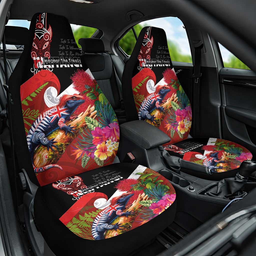 Aotearoa Toitu Te Tiriti Car Seat Cover Waitangi-Honour The Treaty NZ Tuatara and Plants