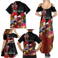 Aotearoa Toitu Te Tiriti Family Matching Summer Maxi Dress and Hawaiian Shirt Waitangi-Honour The Treaty NZ Tuatara and Plants