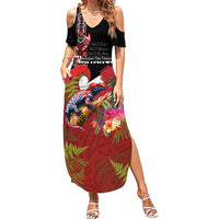 Aotearoa Toitu Te Tiriti Family Matching Summer Maxi Dress and Hawaiian Shirt Waitangi-Honour The Treaty NZ Tuatara and Plants