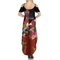 Aotearoa Toitu Te Tiriti Family Matching Summer Maxi Dress and Hawaiian Shirt Waitangi-Honour The Treaty NZ Tuatara and Plants