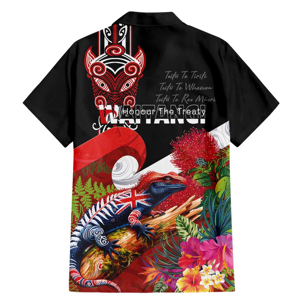 Aotearoa Toitu Te Tiriti Hawaiian Shirt Waitangi-Honour The Treaty NZ Tuatara and Plants