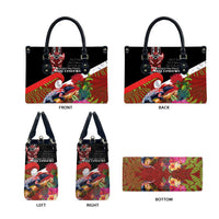 Aotearoa Toitu Te Tiriti Leather Bag Waitangi-Honour The Treaty NZ Tuatara and Plants