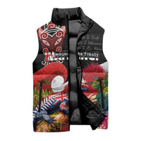 Aotearoa Toitu Te Tiriti Sleeveless Puffer Jacket Waitangi-Honour The Treaty NZ Tuatara and Plants