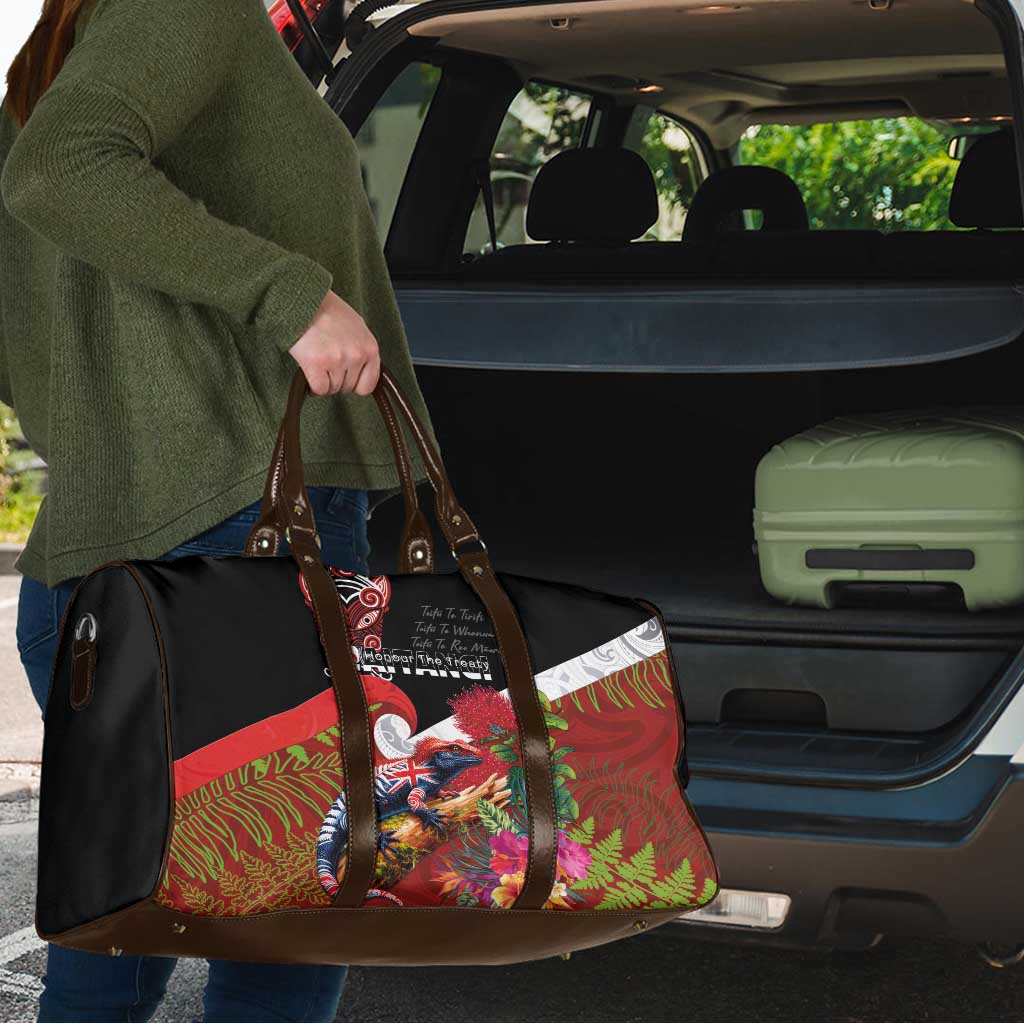 Aotearoa Toitu Te Tiriti Travel Bag Waitangi-Honour The Treaty NZ Tuatara and Plants
