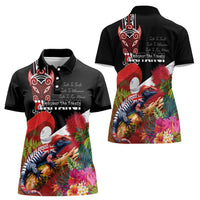 Aotearoa Toitu Te Tiriti Women Polo Shirt Waitangi-Honour The Treaty NZ Tuatara and Plants