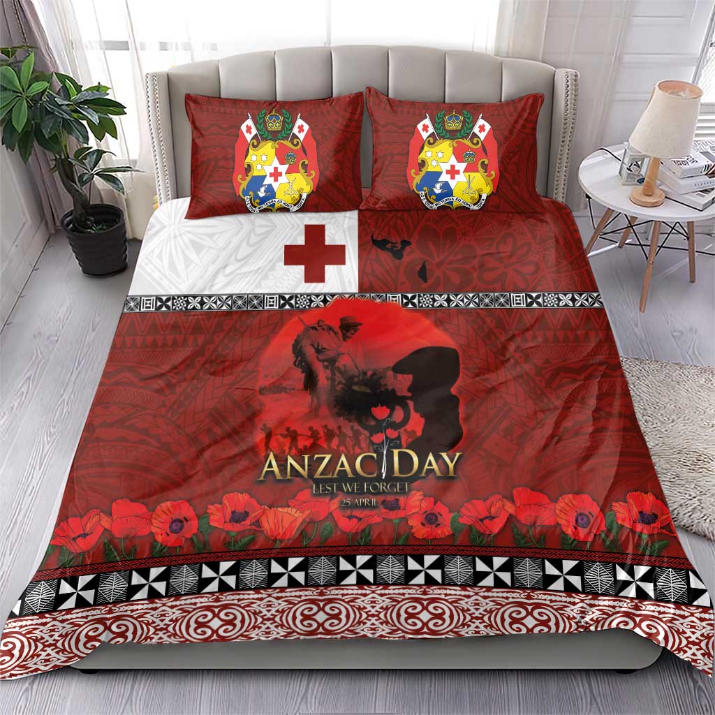 Tonga ANZAC Day Bedding Set Gallipoli Lest We Forget Ngatu Art Tribal