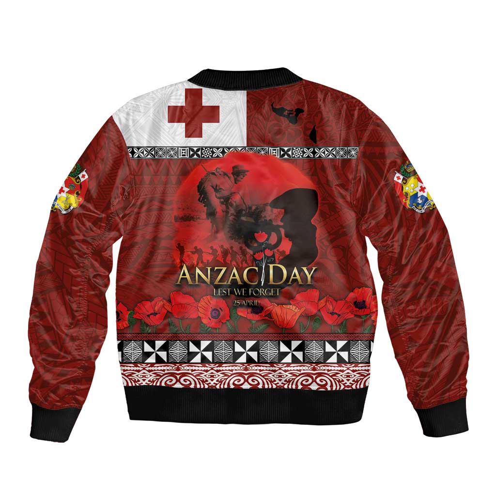 Tonga ANZAC Day Bomber Jacket Gallipoli Lest We Forget Ngatu Art Tribal LT03 - Polynesian Pride