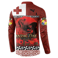 Tonga ANZAC Day Button Sweatshirt Gallipoli Lest We Forget Ngatu Art Tribal