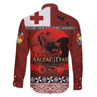 Tonga ANZAC Day Family Matching Long Sleeve Bodycon Dress and Hawaiian Shirt Gallipoli Lest We Forget Ngatu Art Tribal