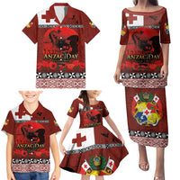 Tonga ANZAC Day Family Matching Puletasi and Hawaiian Shirt Gallipoli Lest We Forget Ngatu Art Tribal