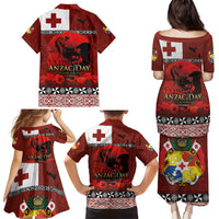 Tonga ANZAC Day Family Matching Puletasi and Hawaiian Shirt Gallipoli Lest We Forget Ngatu Art Tribal