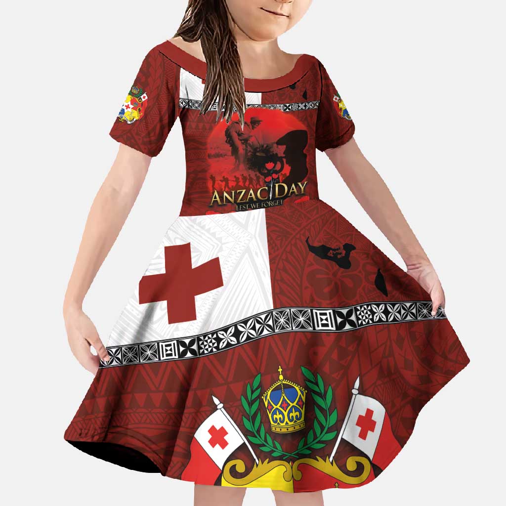 Tonga ANZAC Day Family Matching Tank Maxi Dress and Hawaiian Shirt Gallipoli Lest We Forget Ngatu Art Tribal