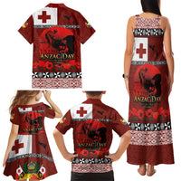 Tonga ANZAC Day Family Matching Tank Maxi Dress and Hawaiian Shirt Gallipoli Lest We Forget Ngatu Art Tribal