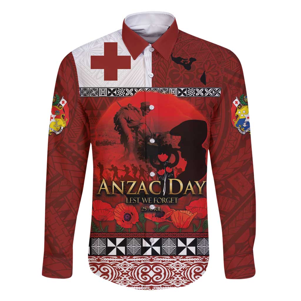 Tonga ANZAC Day Family Matching Tank Maxi Dress and Hawaiian Shirt Gallipoli Lest We Forget Ngatu Art Tribal