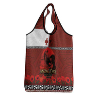 Tonga ANZAC Day Grocery Bag Gallipoli Lest We Forget Ngatu Art Tribal