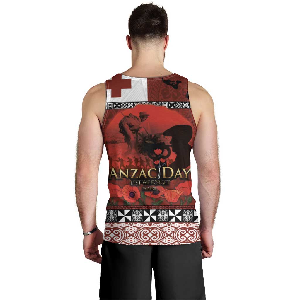 Tonga ANZAC Day Men Tank Top Gallipoli Lest We Forget Ngatu Art Tribal