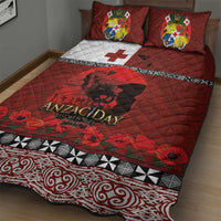 Tonga ANZAC Day Quilt Bed Set Gallipoli Lest We Forget Ngatu Art Tribal