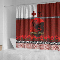 Tonga ANZAC Day Shower Curtain Gallipoli Lest We Forget Ngatu Art Tribal LT03 - Polynesian Pride