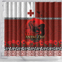 Tonga ANZAC Day Shower Curtain Gallipoli Lest We Forget Ngatu Art Tribal LT03 - Polynesian Pride
