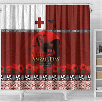 Tonga ANZAC Day Shower Curtain Gallipoli Lest We Forget Ngatu Art Tribal LT03 - Polynesian Pride