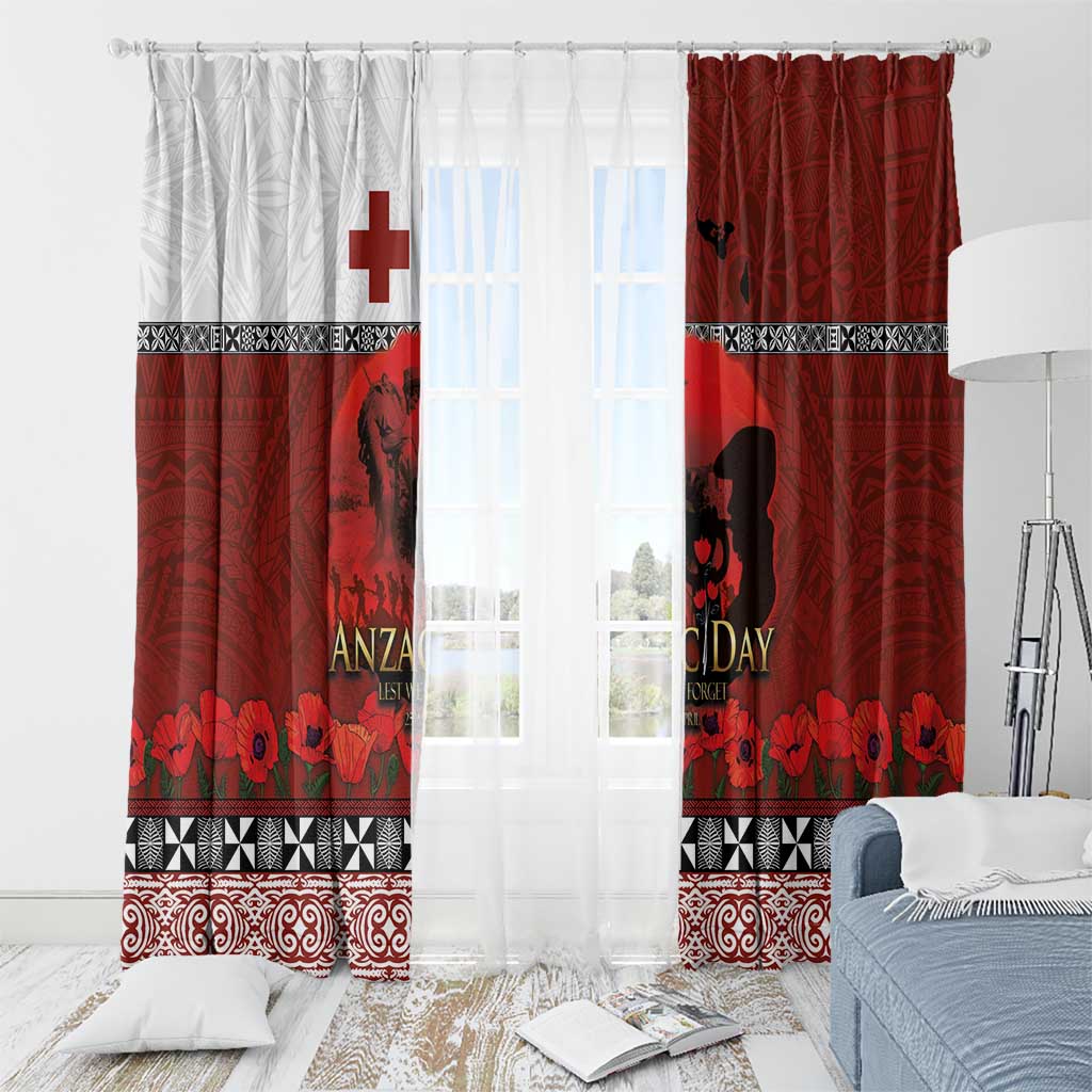 Tonga ANZAC Day Window Curtain Gallipoli Lest We Forget Ngatu Art Tribal