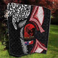 Tonga and New Zealand ANZAC Day Quilt Gallipoli Lest We Forget Ngatu Art Tribal and Maori Tattoo with Fern LT03