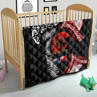 Tonga and New Zealand ANZAC Day Quilt Gallipoli Lest We Forget Ngatu Art Tribal and Maori Tattoo with Fern LT03