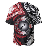 Tonga and New Zealand Together Baseball Jersey Ngatu Art Tribal Maori Tattoo and Silver Fern