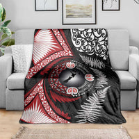Tonga and New Zealand Together Blanket Ngatu Art Tribal Maori Tattoo and Silver Fern
