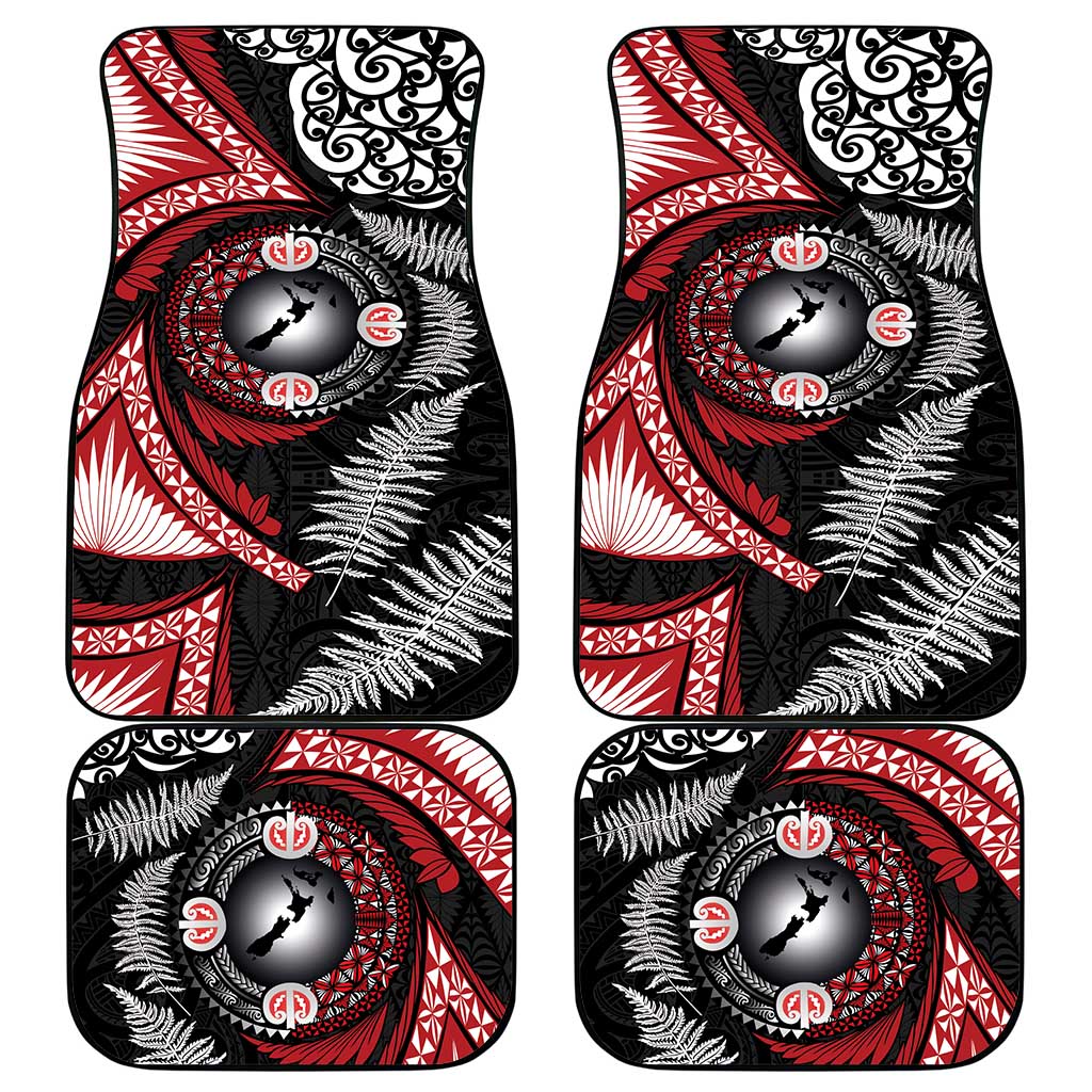 Tonga and New Zealand Together Car Mats Ngatu Art Tribal Maori Tattoo and Silver Fern