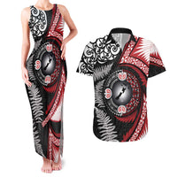 Tonga and New Zealand Together Couples Matching Tank Maxi Dress and Hawaiian Shirt Ngatu Art Tribal Maori Tattoo and Silver Fern