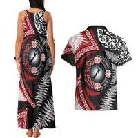 Tonga and New Zealand Together Couples Matching Tank Maxi Dress and Hawaiian Shirt Ngatu Art Tribal Maori Tattoo and Silver Fern