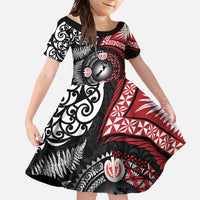Tonga and New Zealand Together Family Matching Long Sleeve Bodycon Dress and Hawaiian Shirt Ngatu Art Tribal Maori Tattoo and Silver Fern