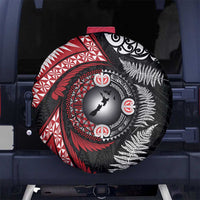 Tonga and New Zealand Together Spare Tire Cover Ngatu Art Tribal Maori Tattoo and Silver Fern