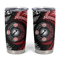 Tonga and New Zealand Together Tumbler Cup Ngatu Art Tribal-Maori Tattoo and Silver Fern