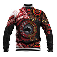 Tonga and Australia Together Baseball Jacket Ngatu Art Tribal Aboriginal Tattoo Pattern