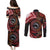 Tonga and Australia Together Couples Matching Puletasi and Long Sleeve Button Shirt Ngatu Art Tribal Aboriginal Tattoo Pattern