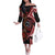 Tonga and Australia Together Family Matching Off The Shoulder Long Sleeve Dress and Hawaiian Shirt Ngatu Art Tribal Aboriginal Tattoo Pattern