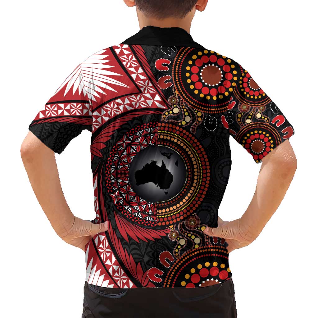 Tonga and Australia Together Hawaiian Shirt Ngatu Art Tribal Aboriginal Tattoo Pattern