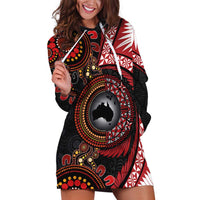 Tonga and Australia Together Hoodie Dress Ngatu Art Tribal Aboriginal Tattoo Pattern
