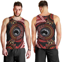 Tonga and Australia Together Men Tank Top Ngatu Art Tribal Aboriginal Tattoo Pattern