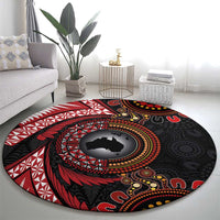 Tonga and Australia Together Round Carpet Ngatu Art Tribal Aboriginal Tattoo Pattern LT03 - Polynesian Pride