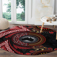 Tonga and Australia Together Round Carpet Ngatu Art Tribal Aboriginal Tattoo Pattern LT03 - Polynesian Pride
