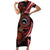 Tonga and Australia Together Short Sleeve Bodycon Dress Ngatu Art Tribal Aboriginal Tattoo Pattern