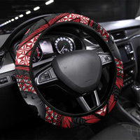 Tonga and Australia Together Steering Wheel Cover Ngatu Art Tribal Aboriginal Tattoo Pattern LT03 Universal Fit Black - Polynesian Pride